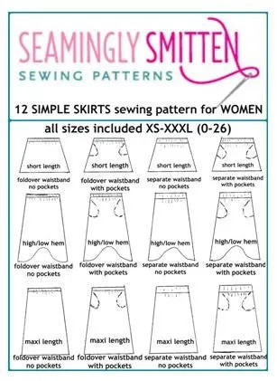 12 Simple Skirts sewing pattern for Women