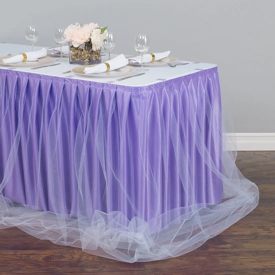 17 ft. Two Tone Tulle Chiffon Table Skirt (7 Colors)