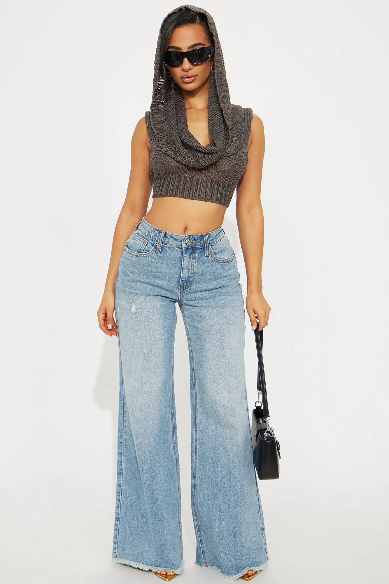 Adira Hooded Sweater Top - Charcoal