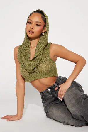 Adira Hooded Sweater Top - Olive