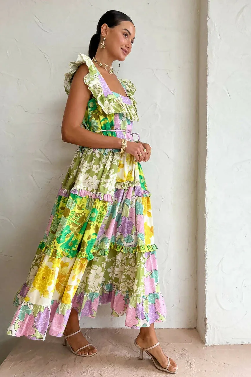 Alemais Elora Tiered Patchwork Dress