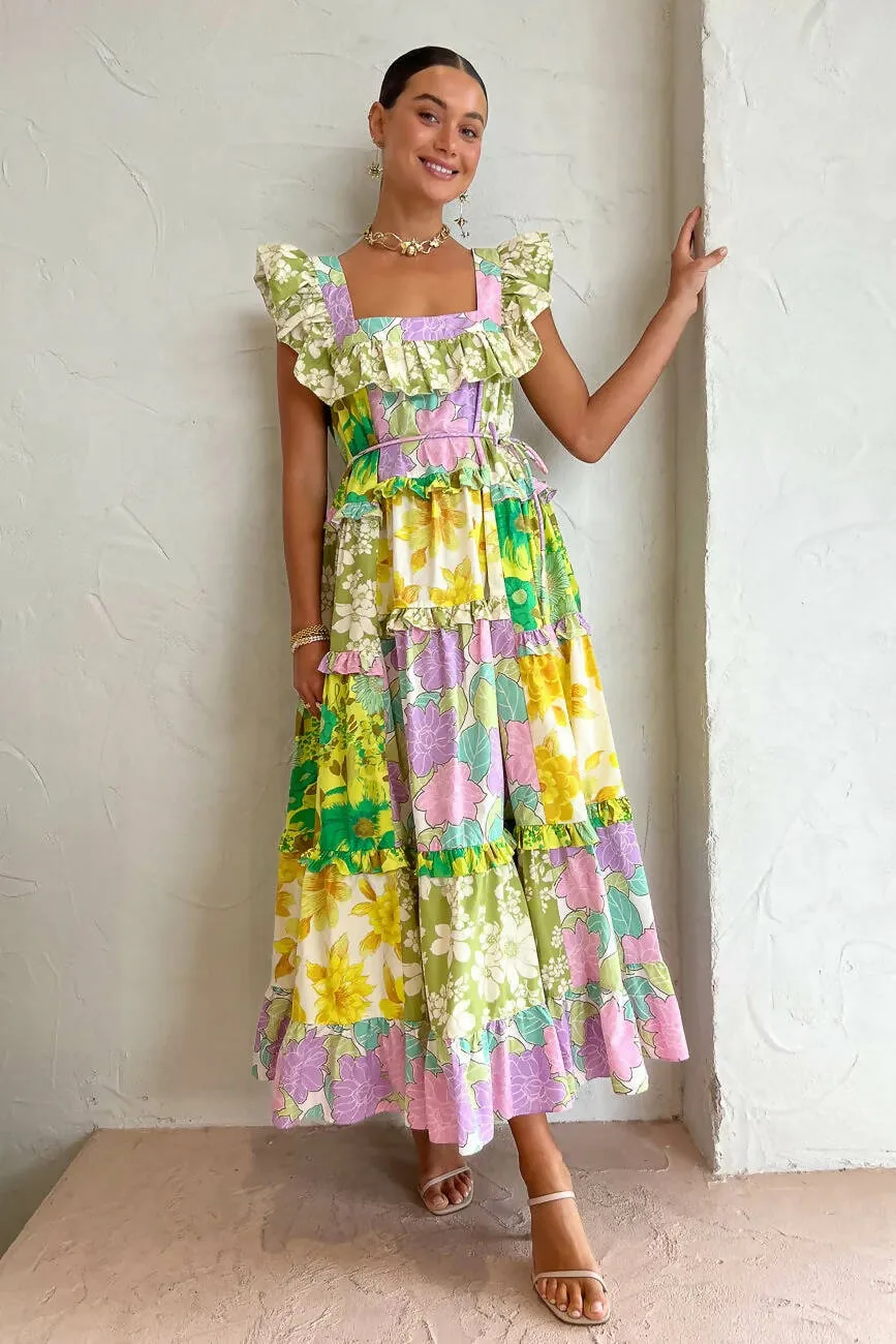 Alemais Elora Tiered Patchwork Dress