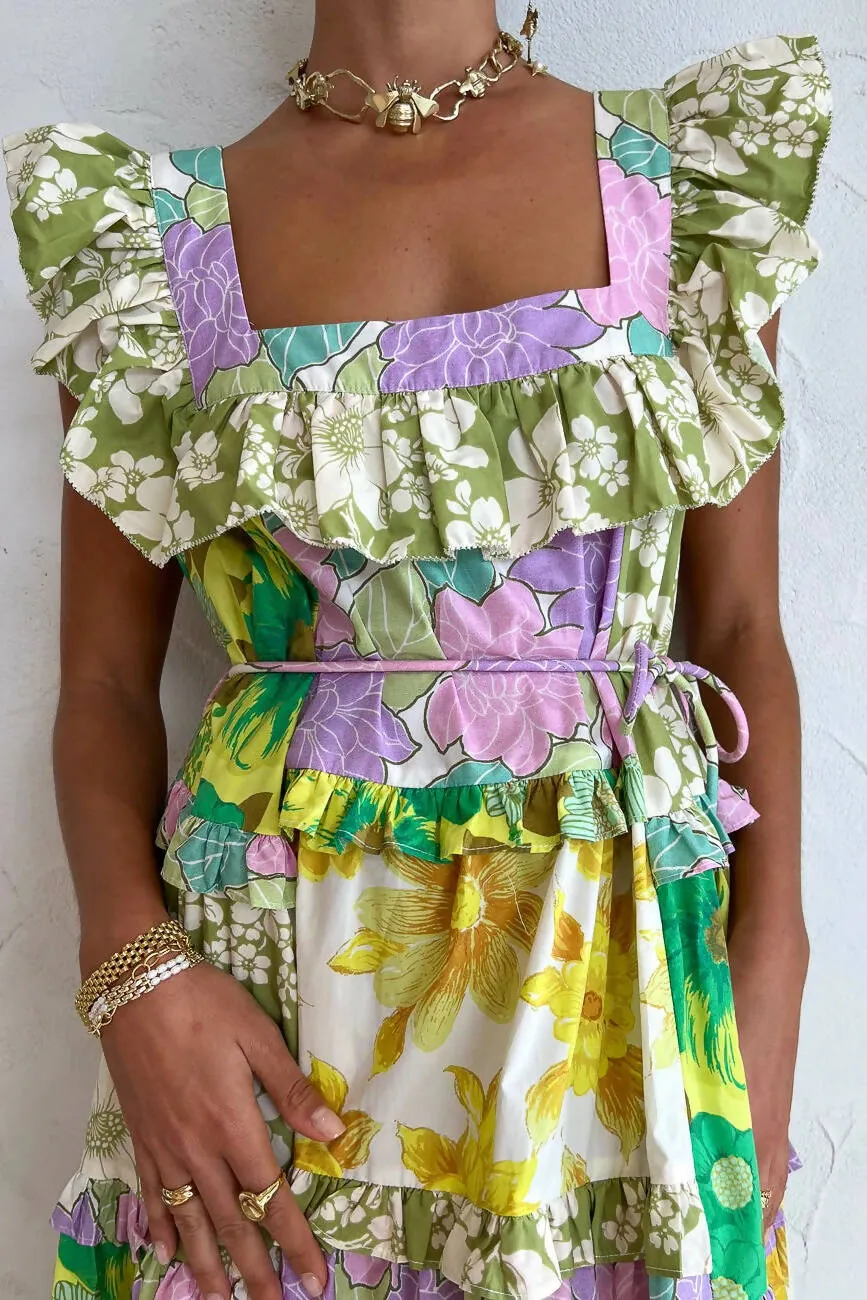Alemais Elora Tiered Patchwork Dress