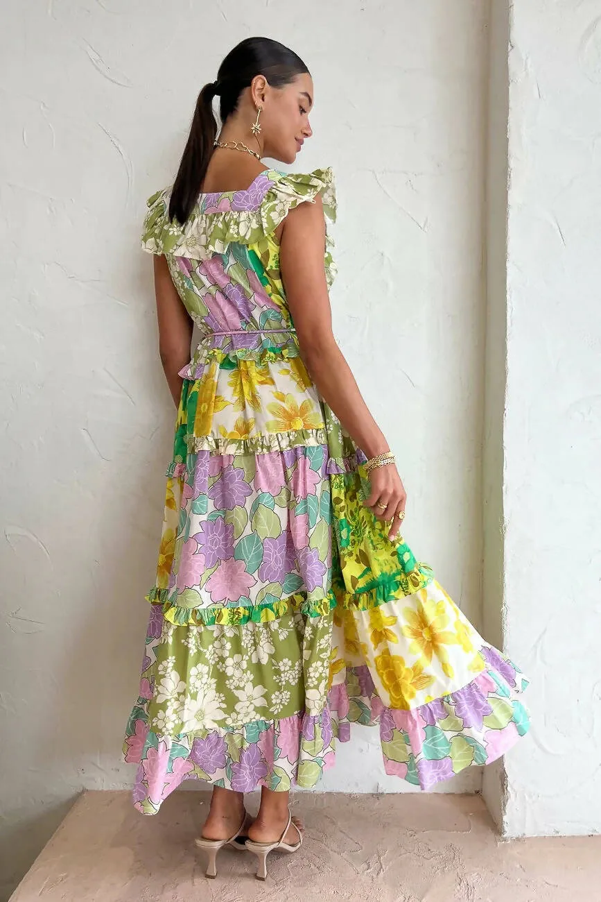 Alemais Elora Tiered Patchwork Dress