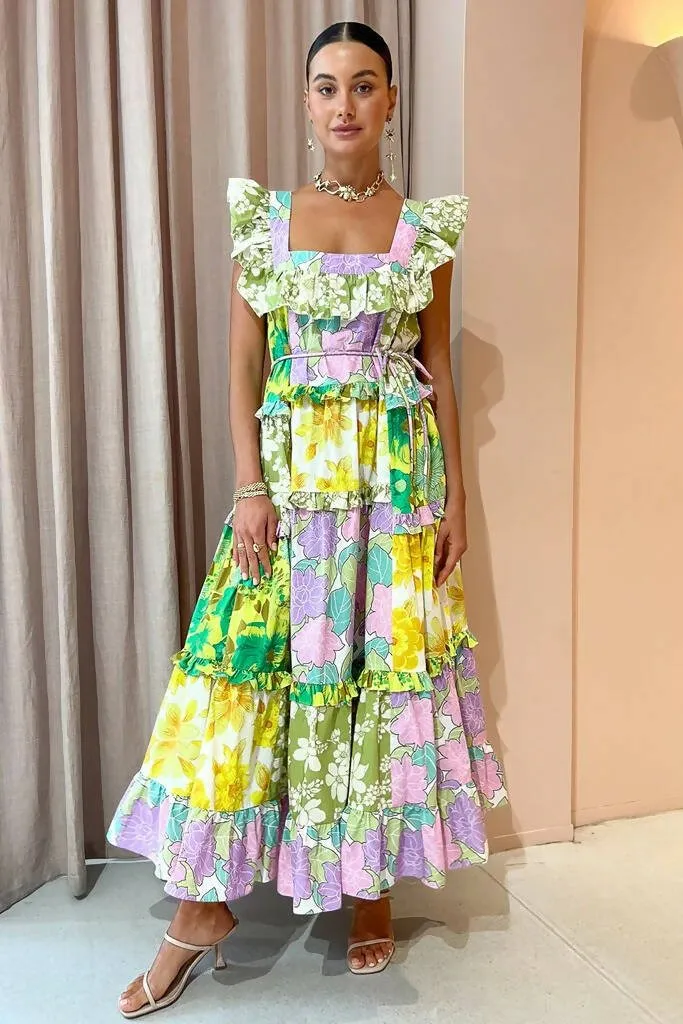 Alemais Elora Tiered Patchwork Dress