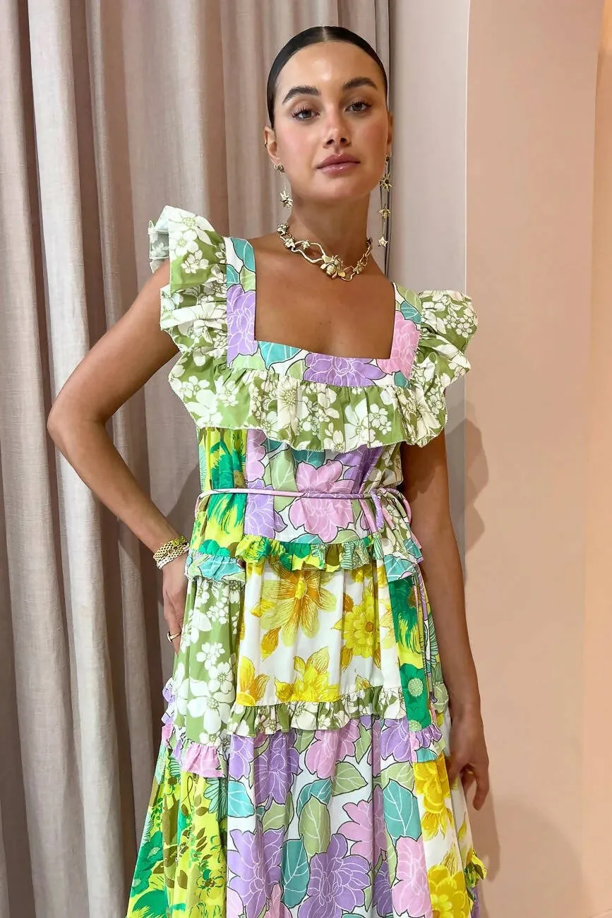 Alemais Elora Tiered Patchwork Dress
