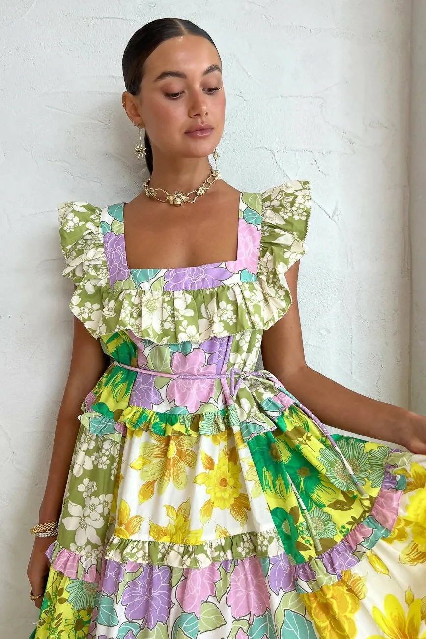 Alemais Elora Tiered Patchwork Dress