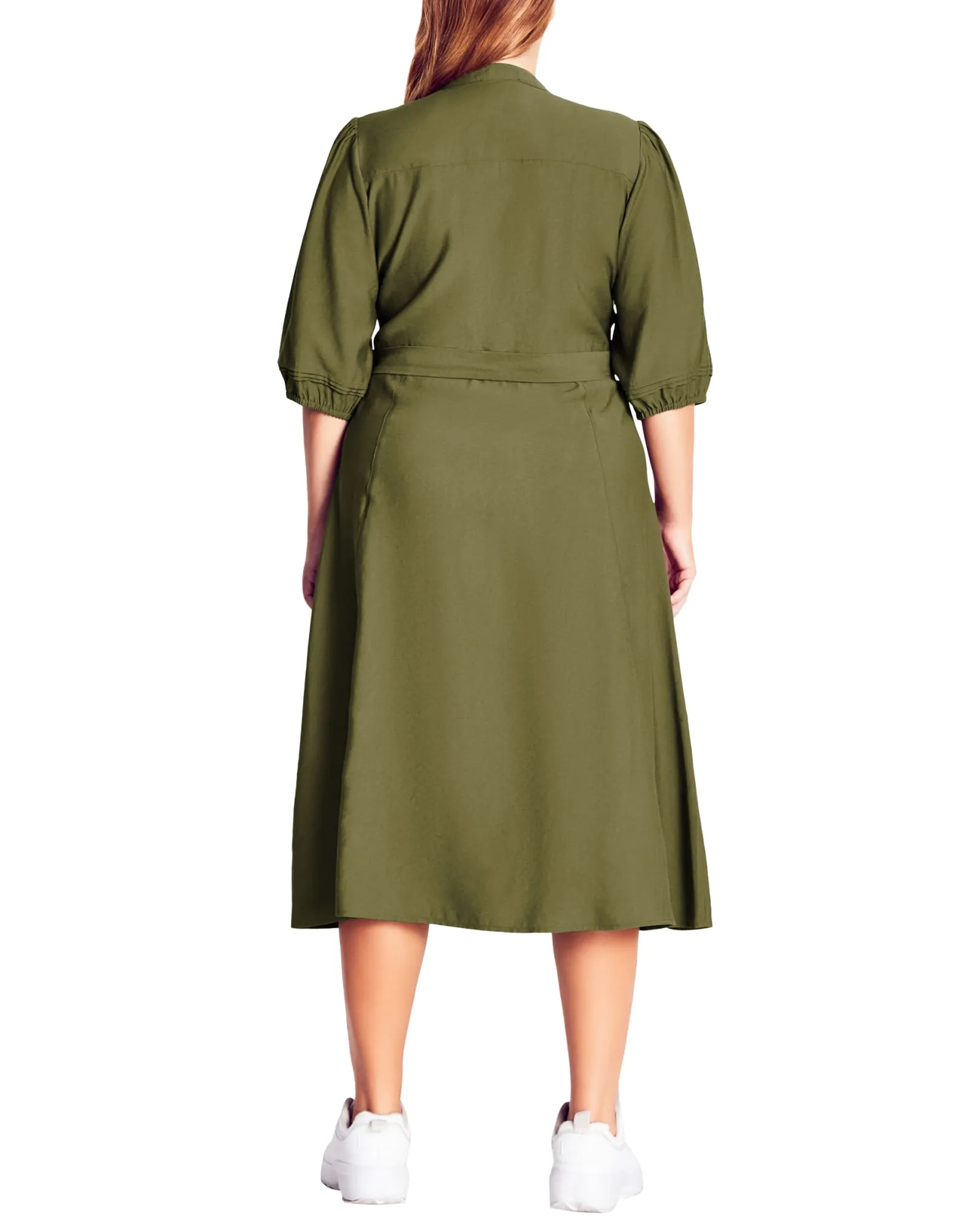Angela Refined Dress | Olive Green