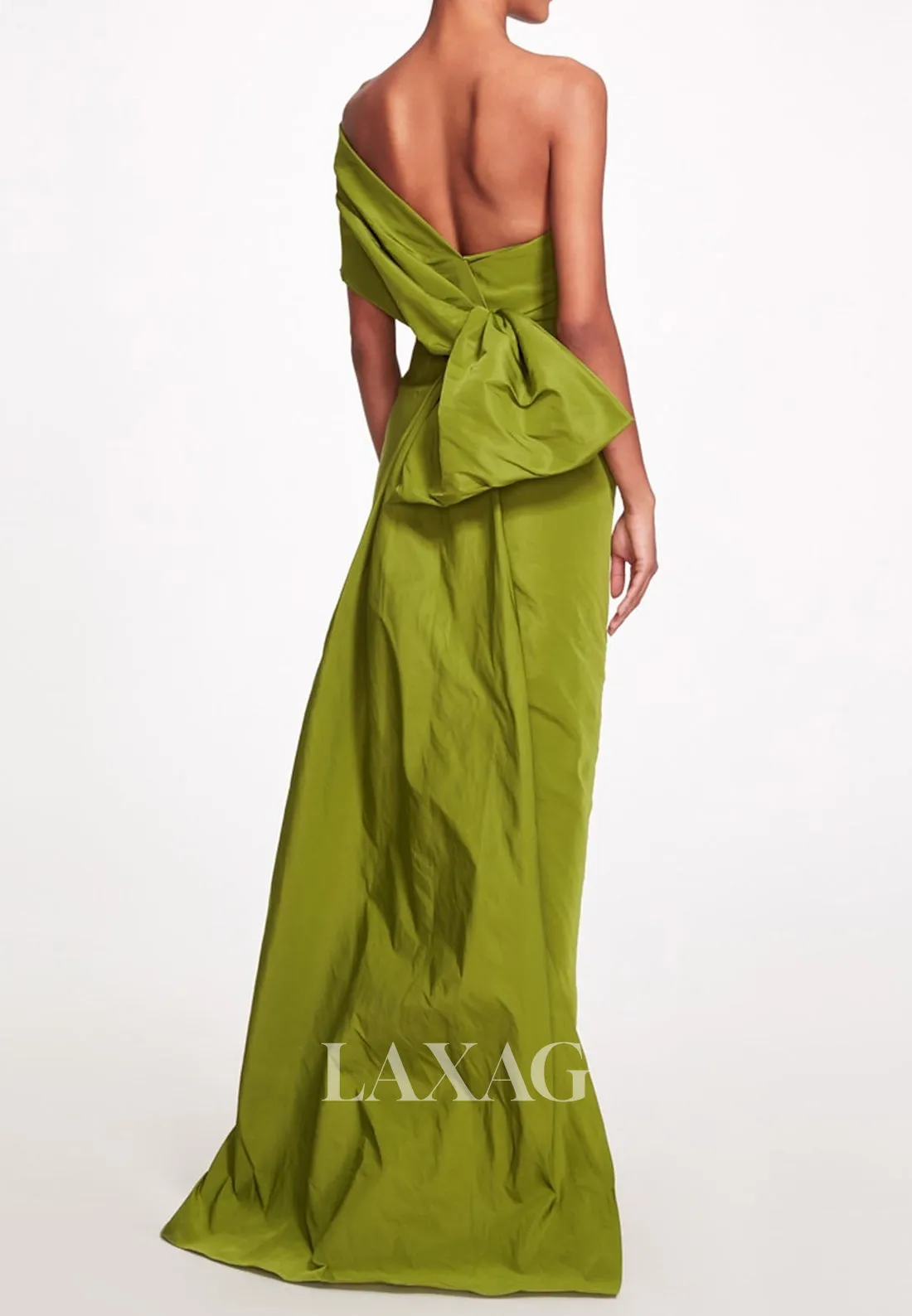 Asymmetrical-Tube Top Sleeveless Mermaid Wedding Guest Dress Off-Shoulder Pleated Sweep Train Satin Party Gowns