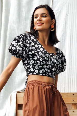 Azalea Cropped Puff Sleeve Top