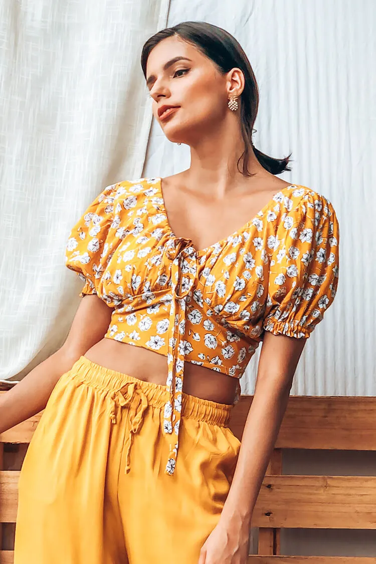 Azalea Cropped Puff Sleeve Top