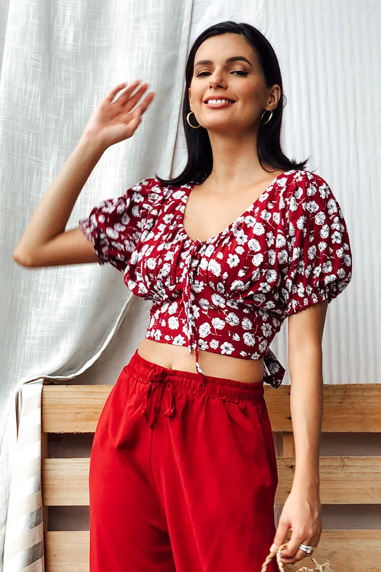Azalea Cropped Puff Sleeve Top