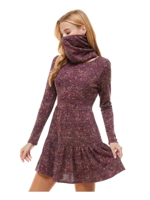 BEBOP Womens Red Ruffled Tiered Plaid Long Sleeve Dress