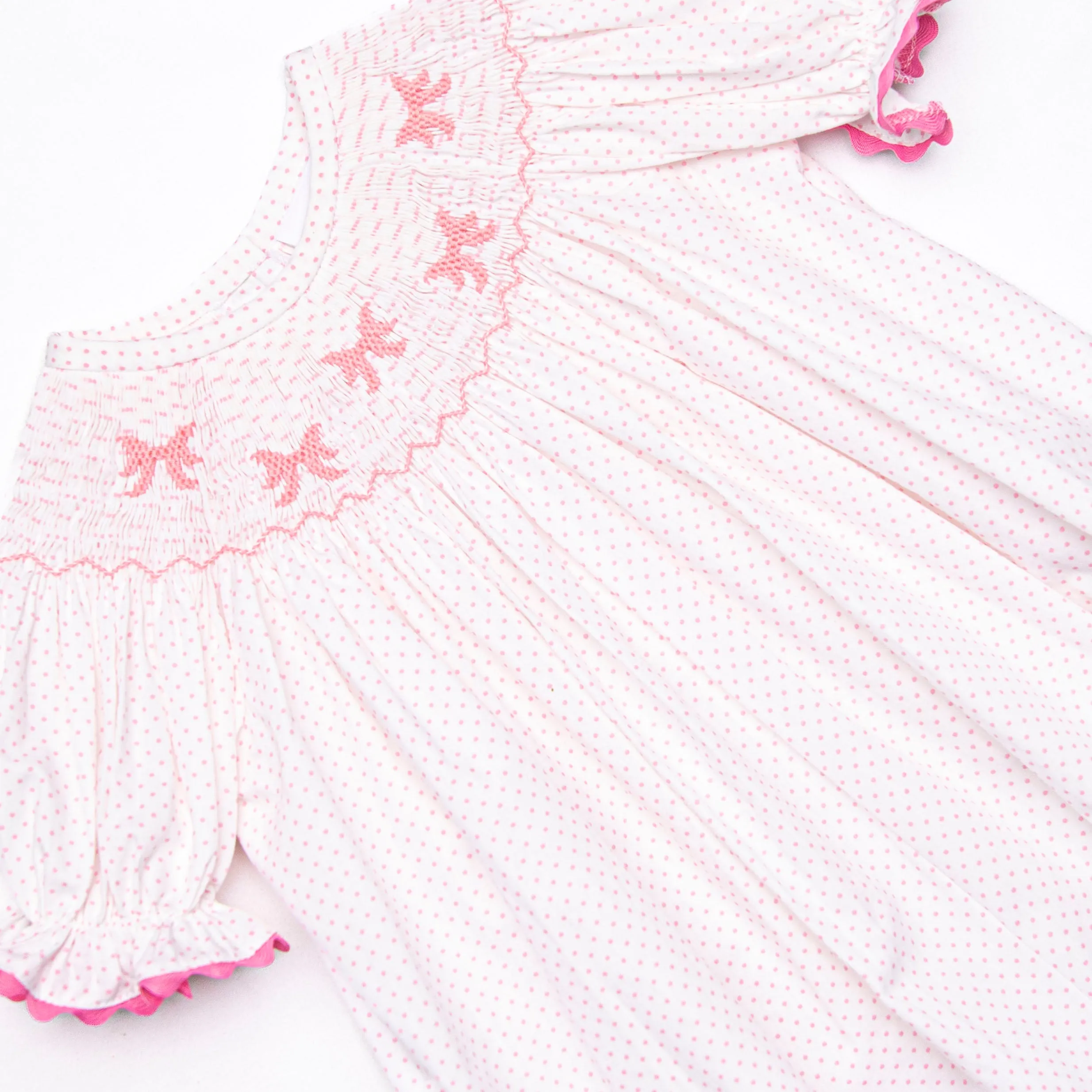 Bow Beauty Smocked Romper, Pink
