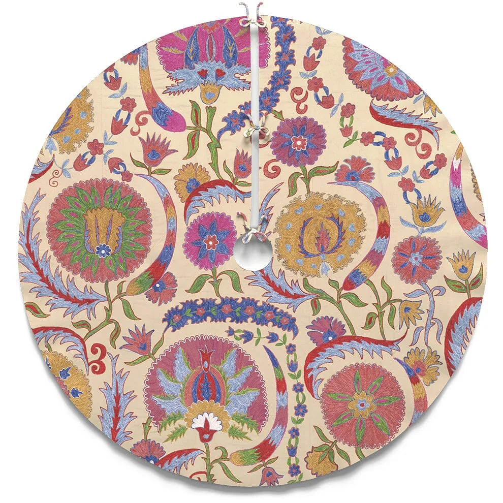 Bright Botanical Suzani Tree Skirt