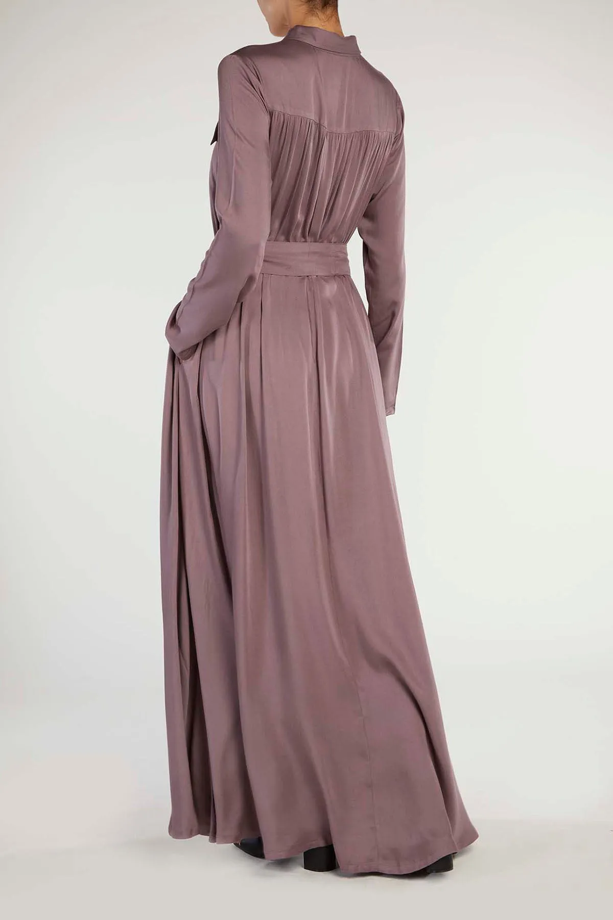 Button Down Maxi Shirt Dress Taupe