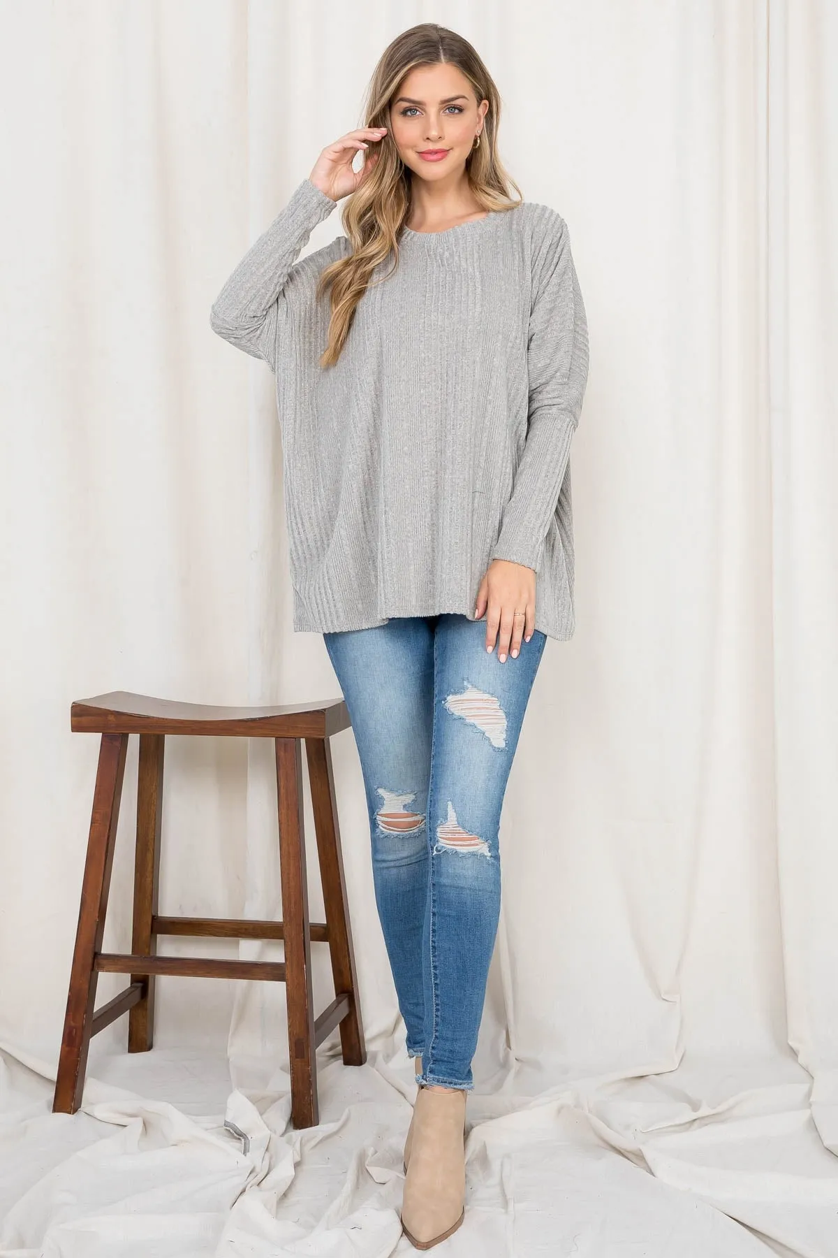 C4-A-1-AD4430 HEATHER GRAY TOP 2-2-2