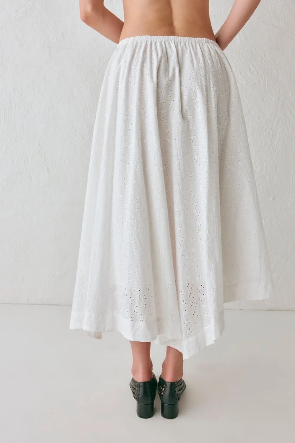 Carlota Anglaise Midi Skirt White