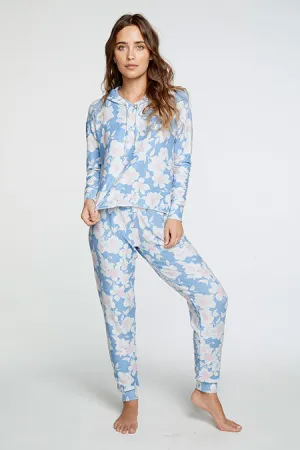 Chaser Cozy Knit Hi/Lo Hoodie Hawaiian Floral