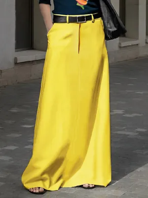 Chicmy-Simple High Waisted Solid Color Skirts Bottoms