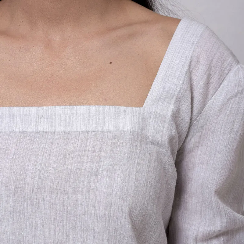 Cotton Top For Women | Puff Sleeves | Square Neck | Grey
