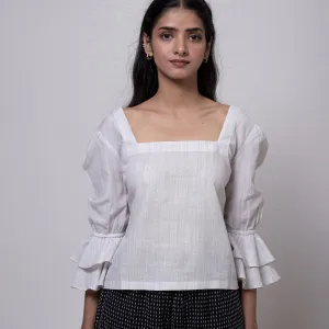 Cotton Top For Women | Puff Sleeves | Square Neck | Grey