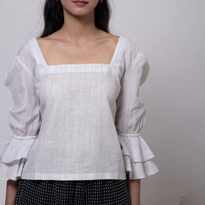 Cotton Top For Women | Puff Sleeves | Square Neck | Grey