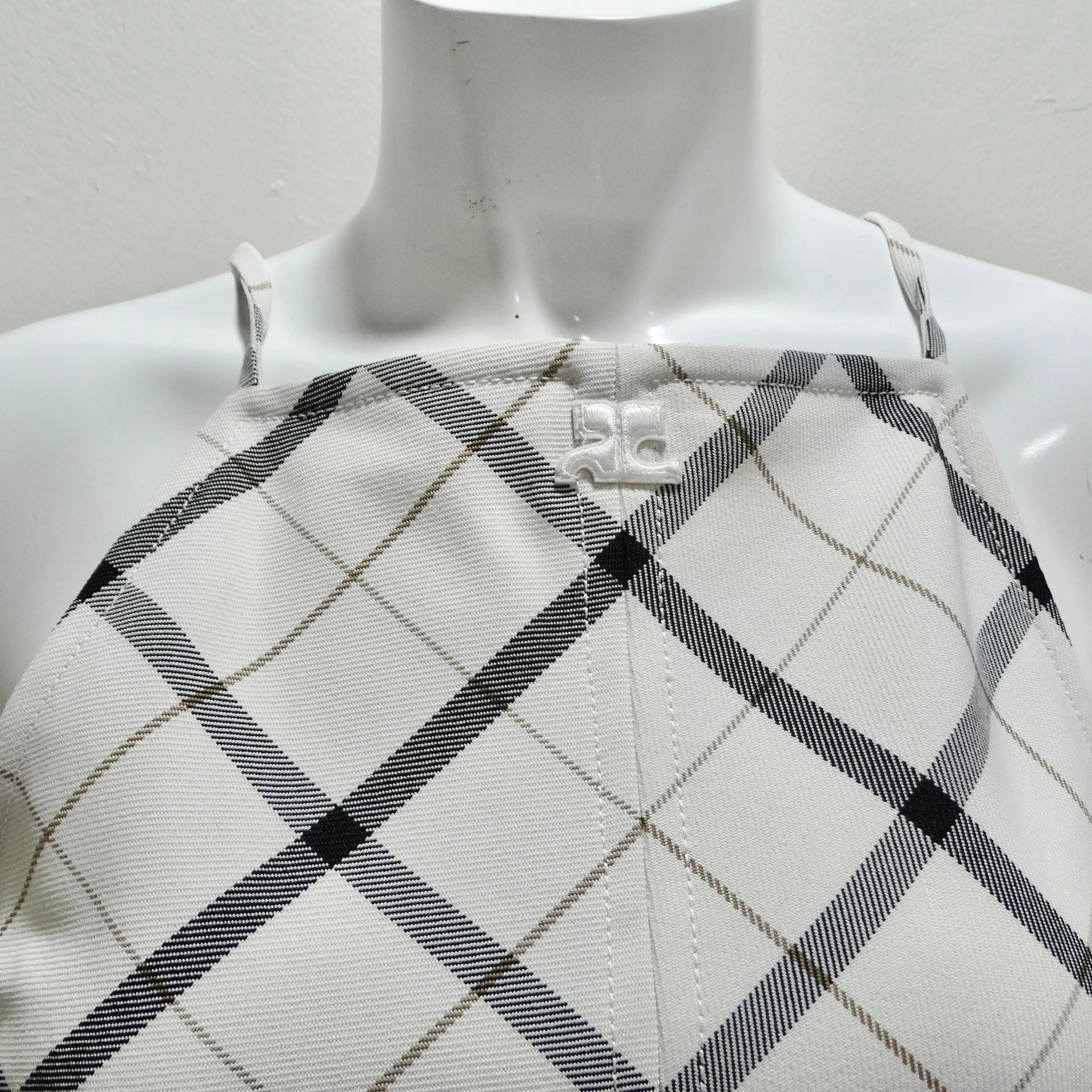 Courrèges Embroidered Logo Checked Tank Top