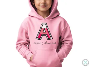 Custom Name Girls Hoodie with Initials A Gift for Toddler Girls Gift