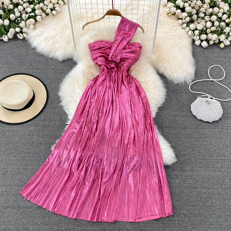 Darcy Halter Neck Strapless Pleated Dress
