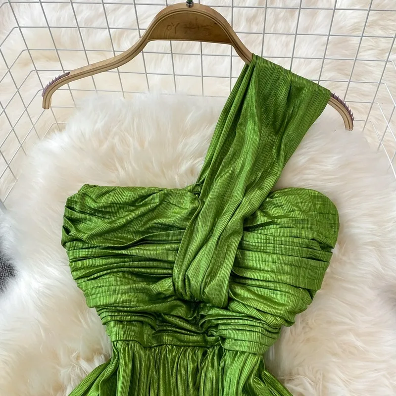 Darcy Halter Neck Strapless Pleated Dress