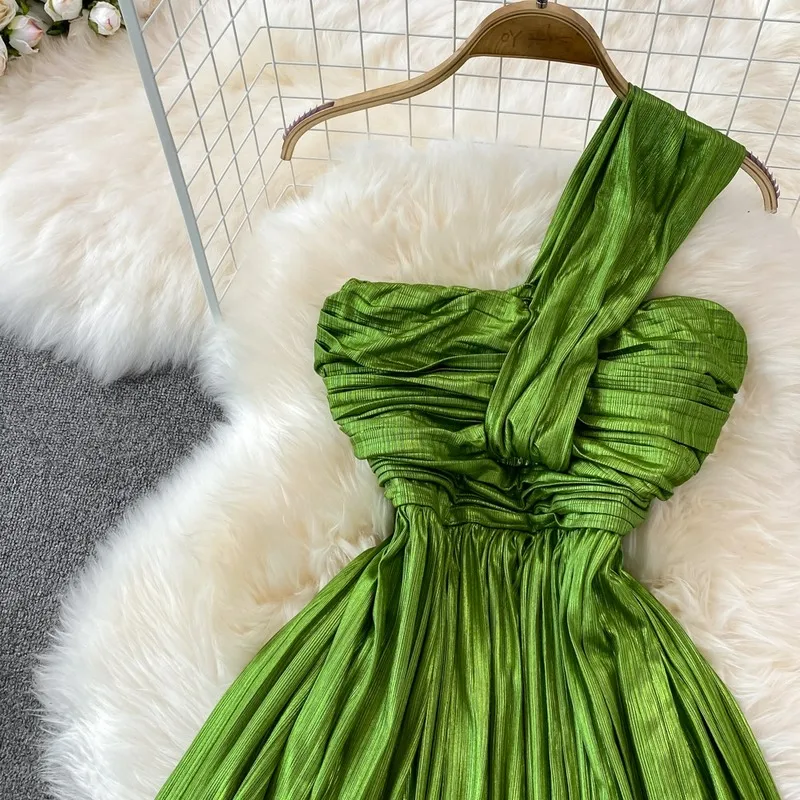 Darcy Halter Neck Strapless Pleated Dress