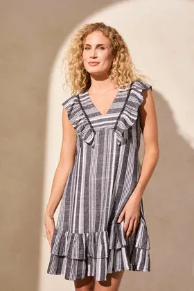 Dress w/Frill and Trims-Black