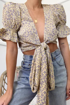 Floral frill sleeve top