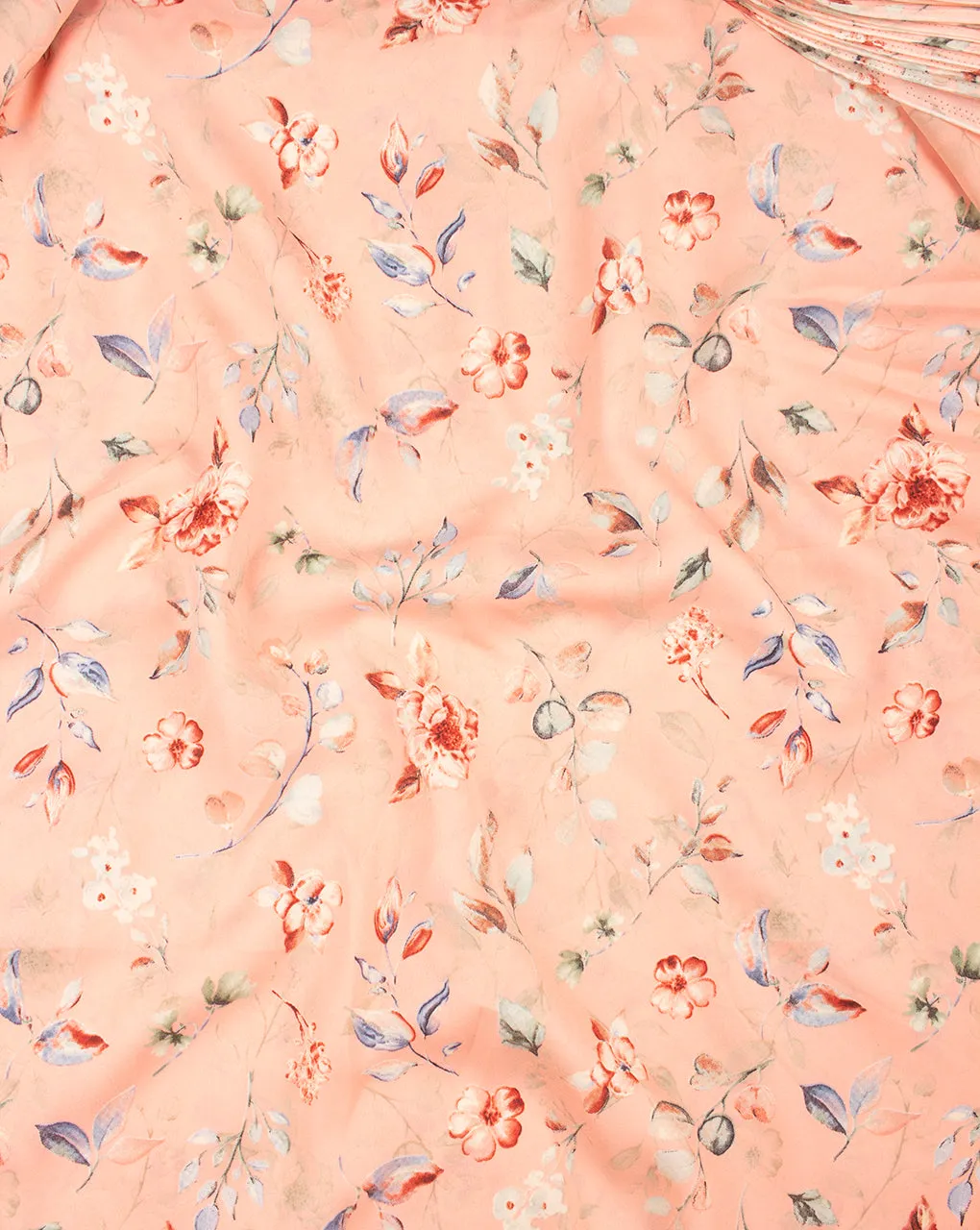 Floral Screen Print Moss Crepe Fabric