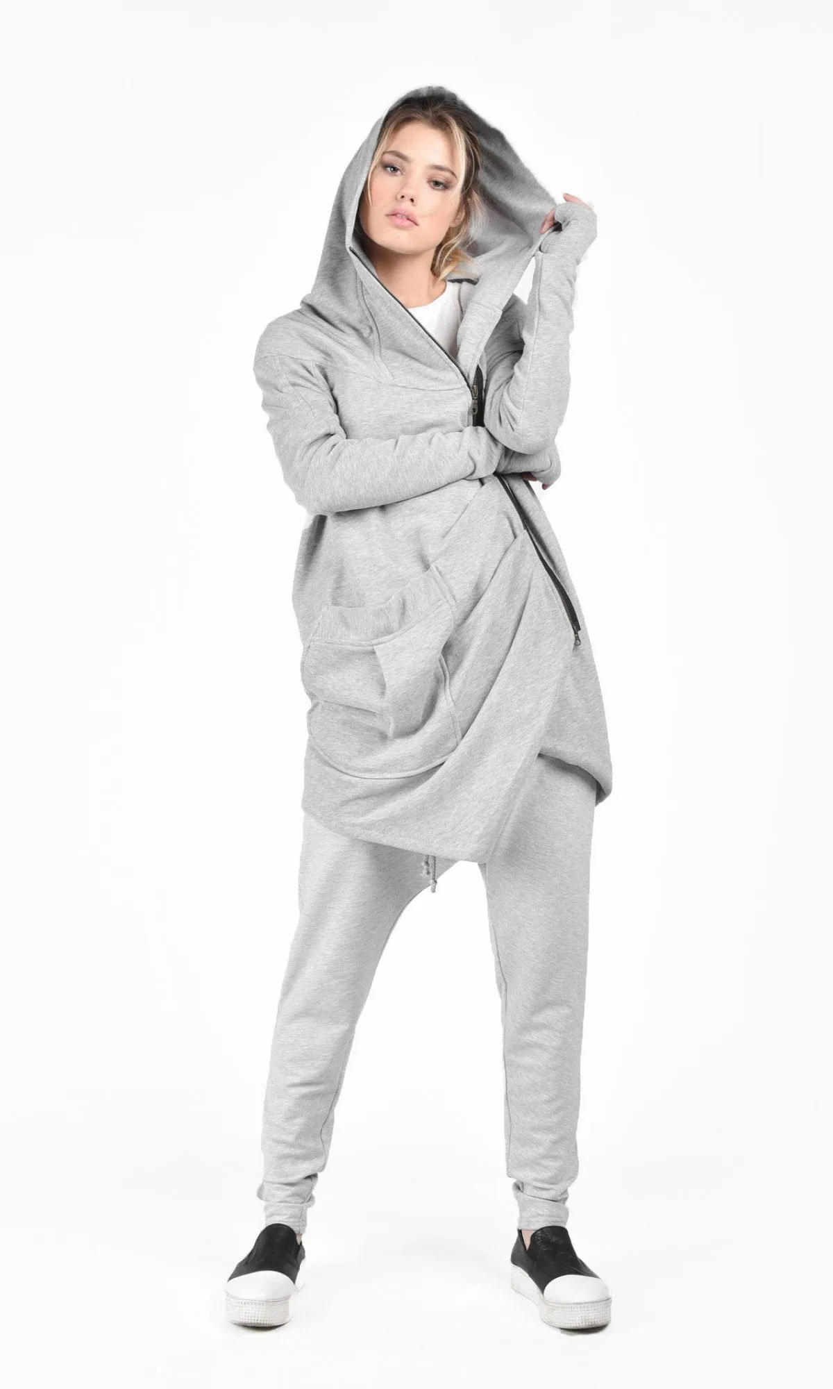 French Terry Hoodie with Asymmetric Closure