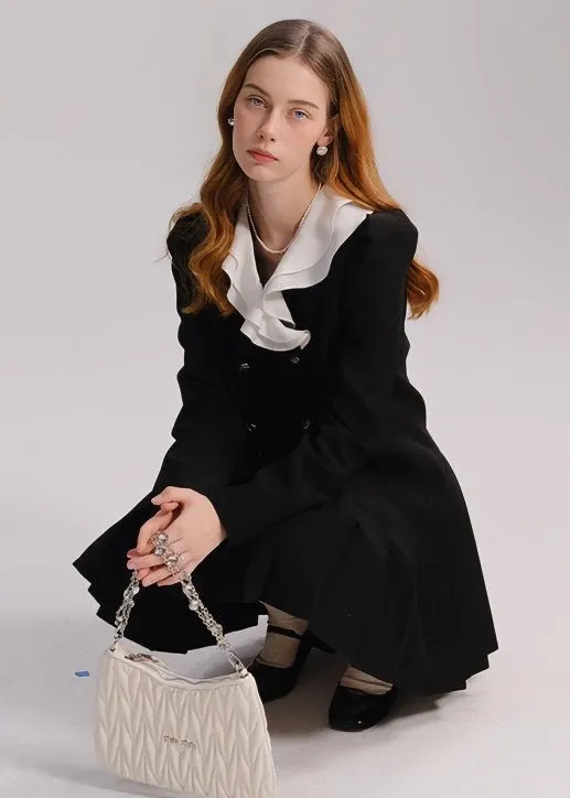 FRILL COLOR RETRO BUTTON DRESS