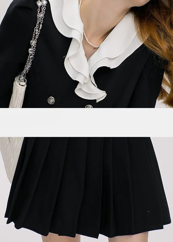FRILL COLOR RETRO BUTTON DRESS