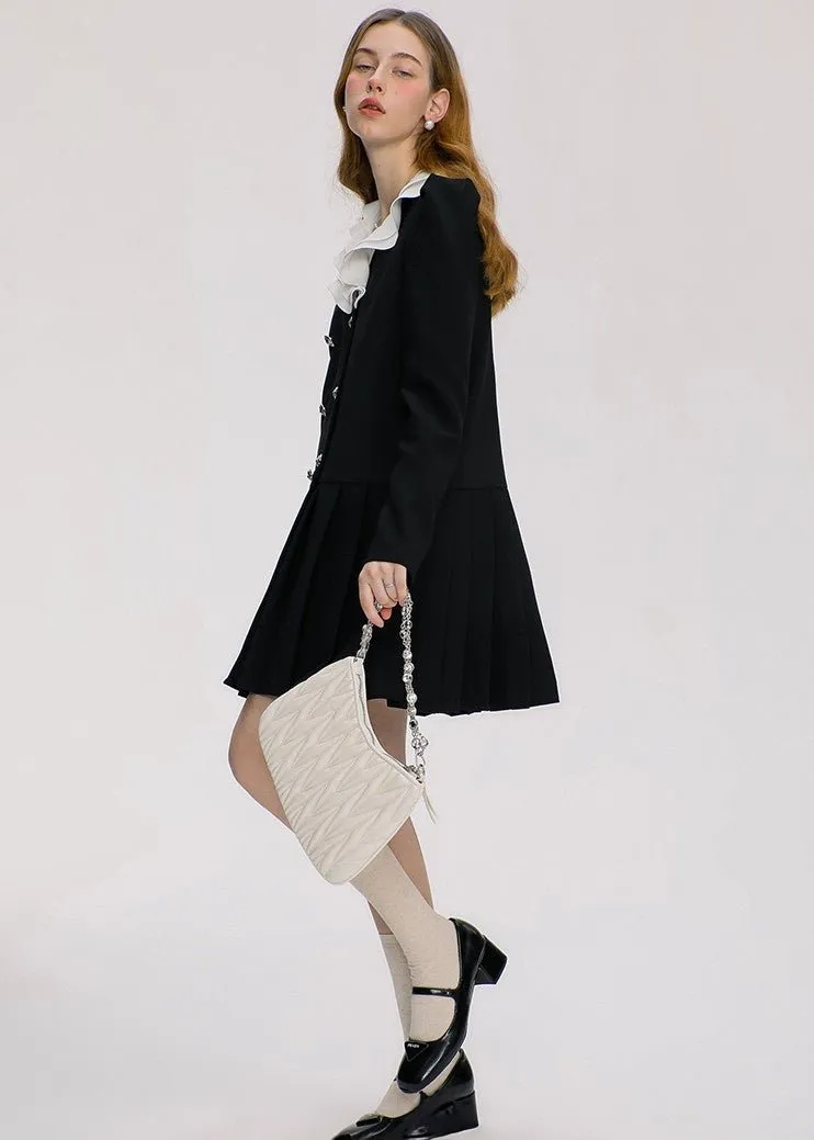 FRILL COLOR RETRO BUTTON DRESS