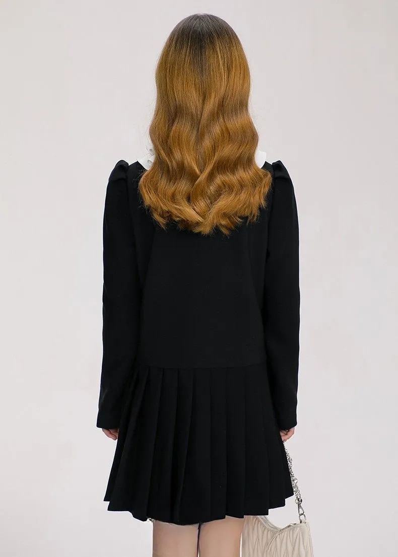 FRILL COLOR RETRO BUTTON DRESS