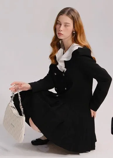FRILL COLOR RETRO BUTTON DRESS