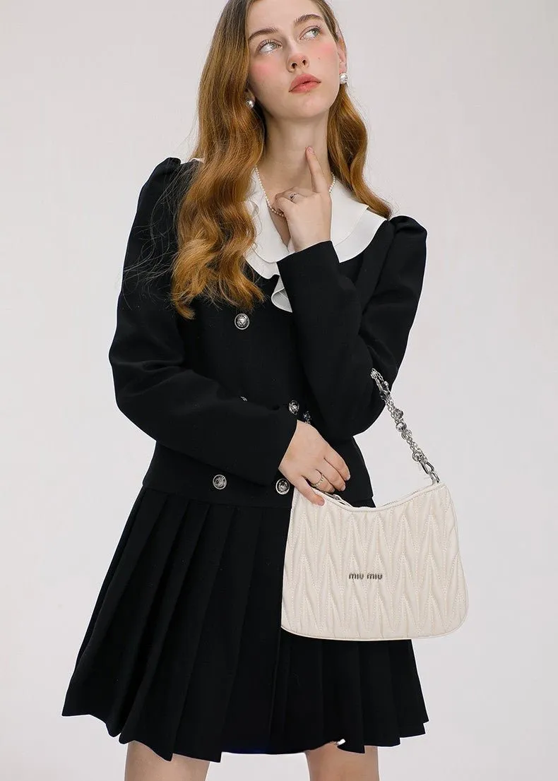 FRILL COLOR RETRO BUTTON DRESS