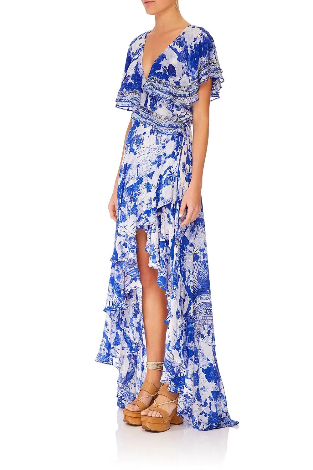 FRILL SLEEVE LONG DRESS THE FAN SEA