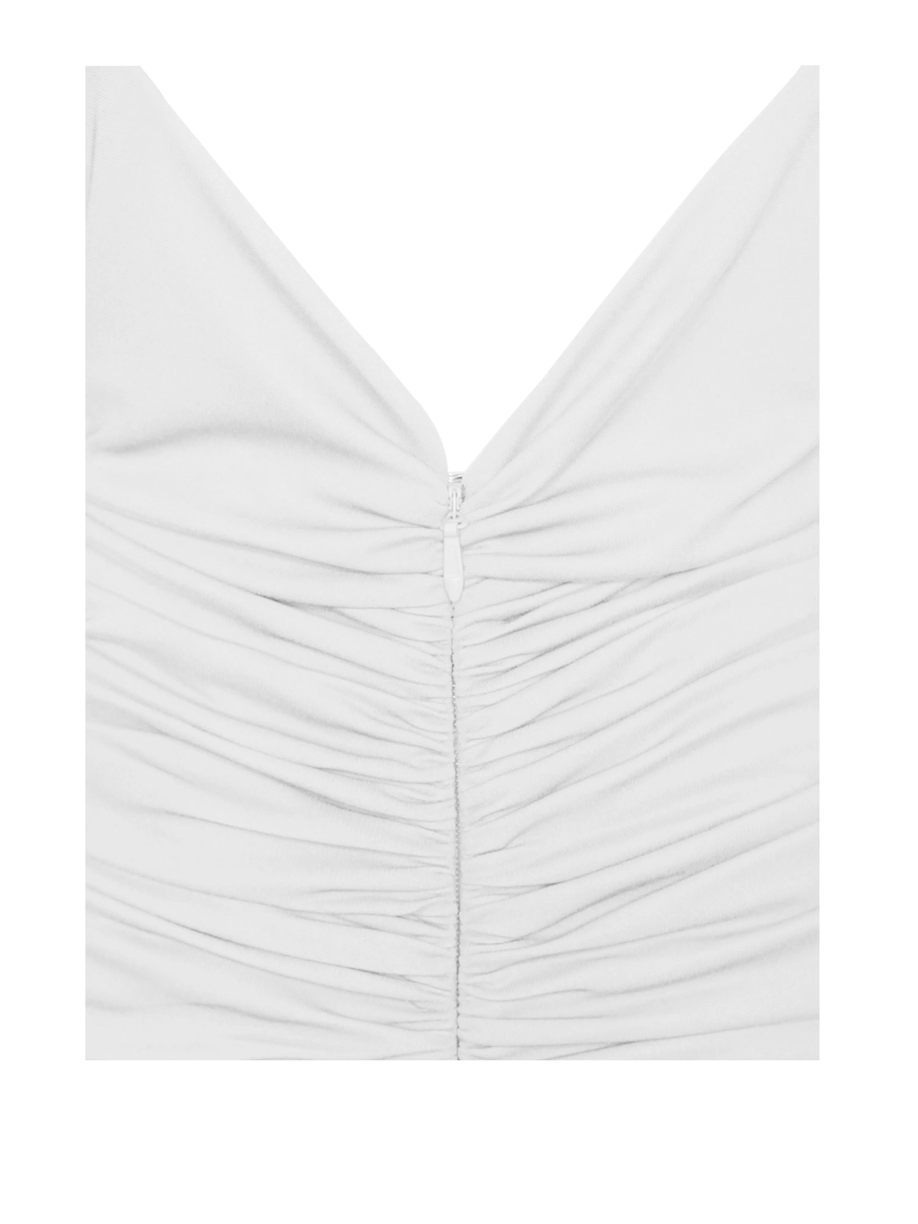 Glen White Strappy Deep Graceful V Backless Maxi Dress