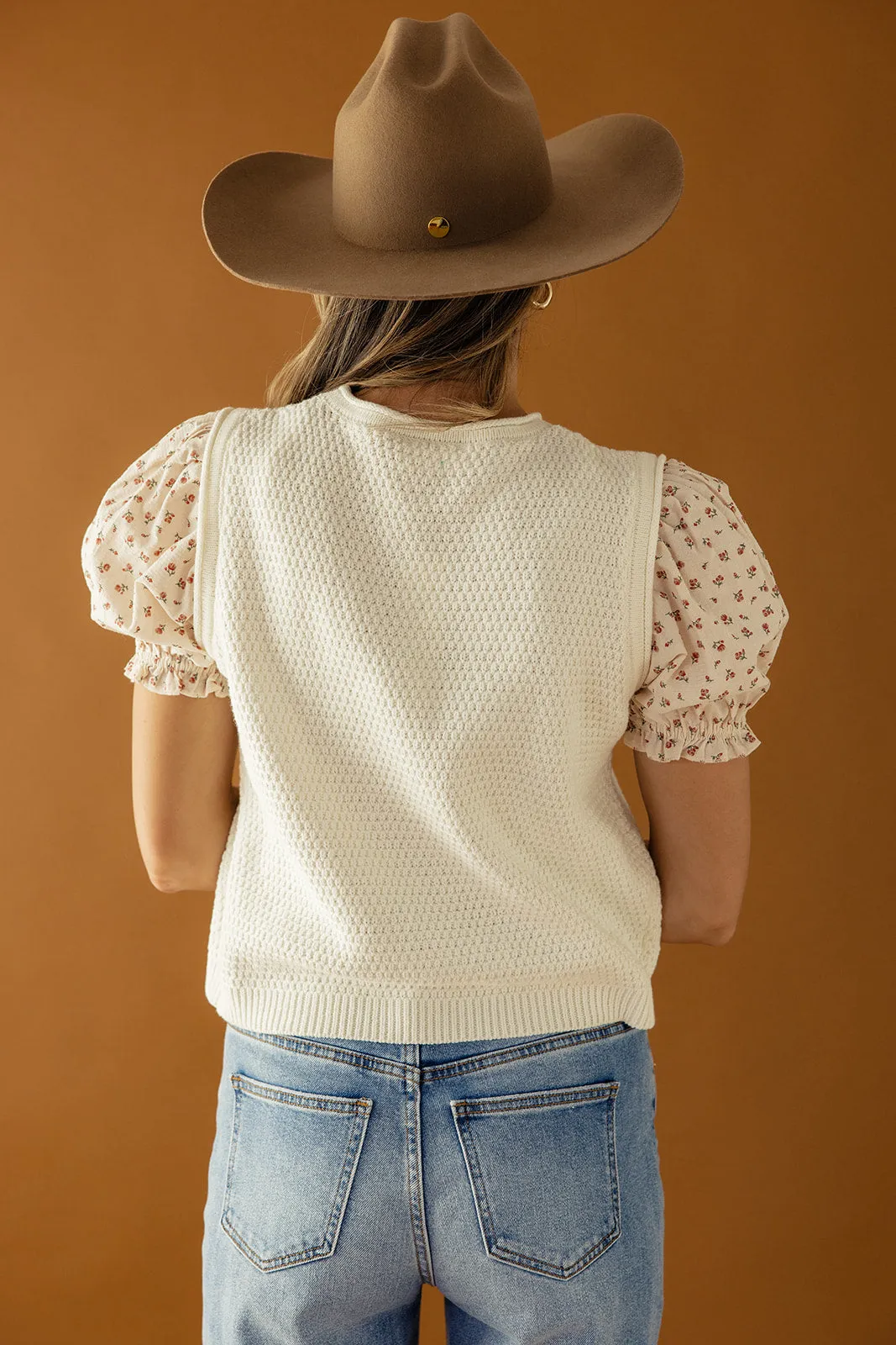 Gracie Floral Sleeve Sweater Blouse