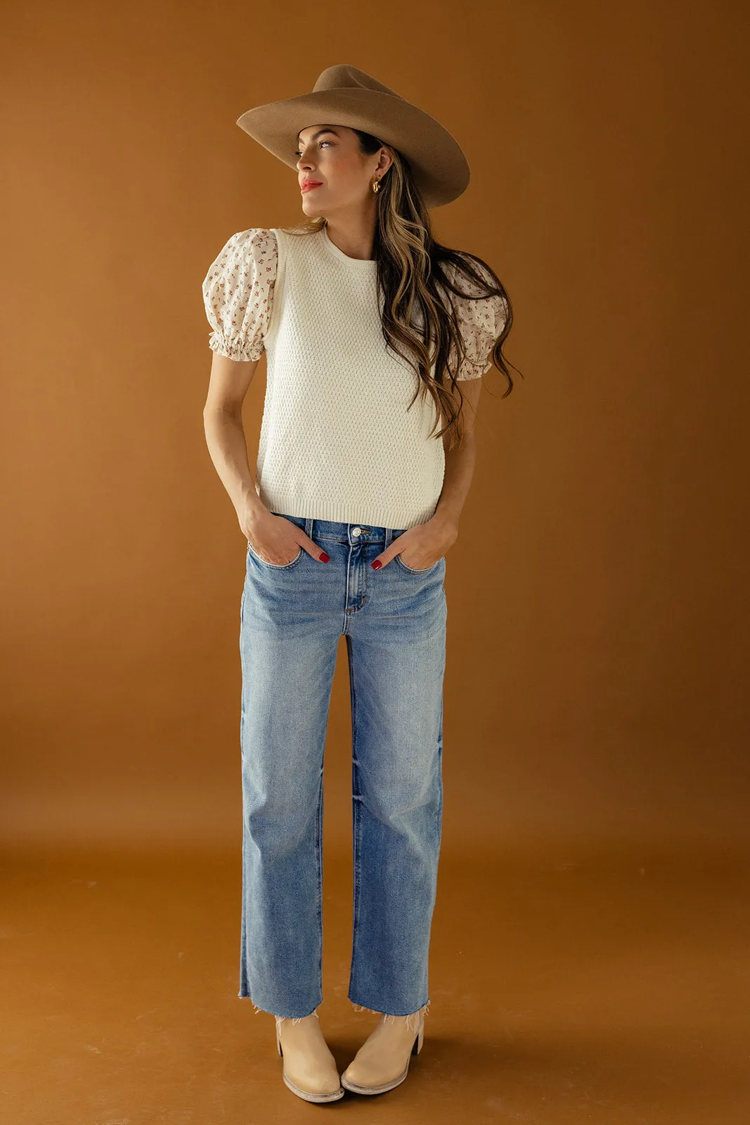 Gracie Floral Sleeve Sweater Blouse