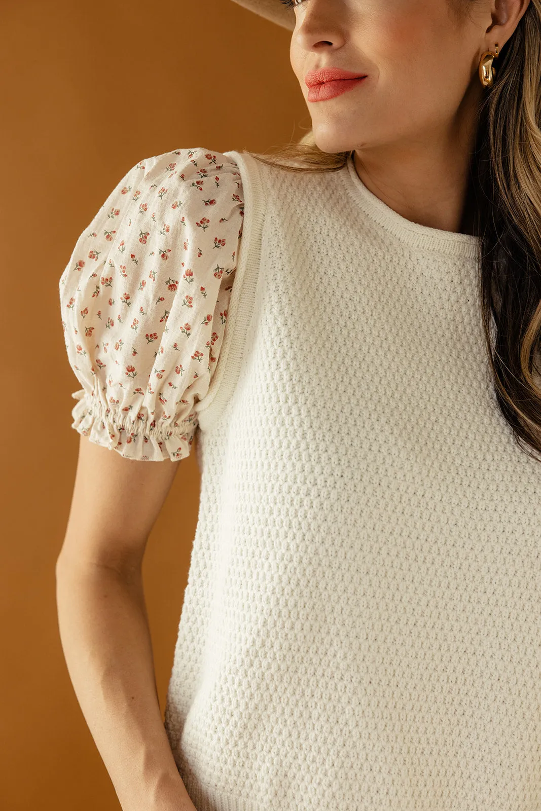 Gracie Floral Sleeve Sweater Blouse