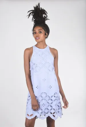 Halter-Neck Lace Dress, Blue