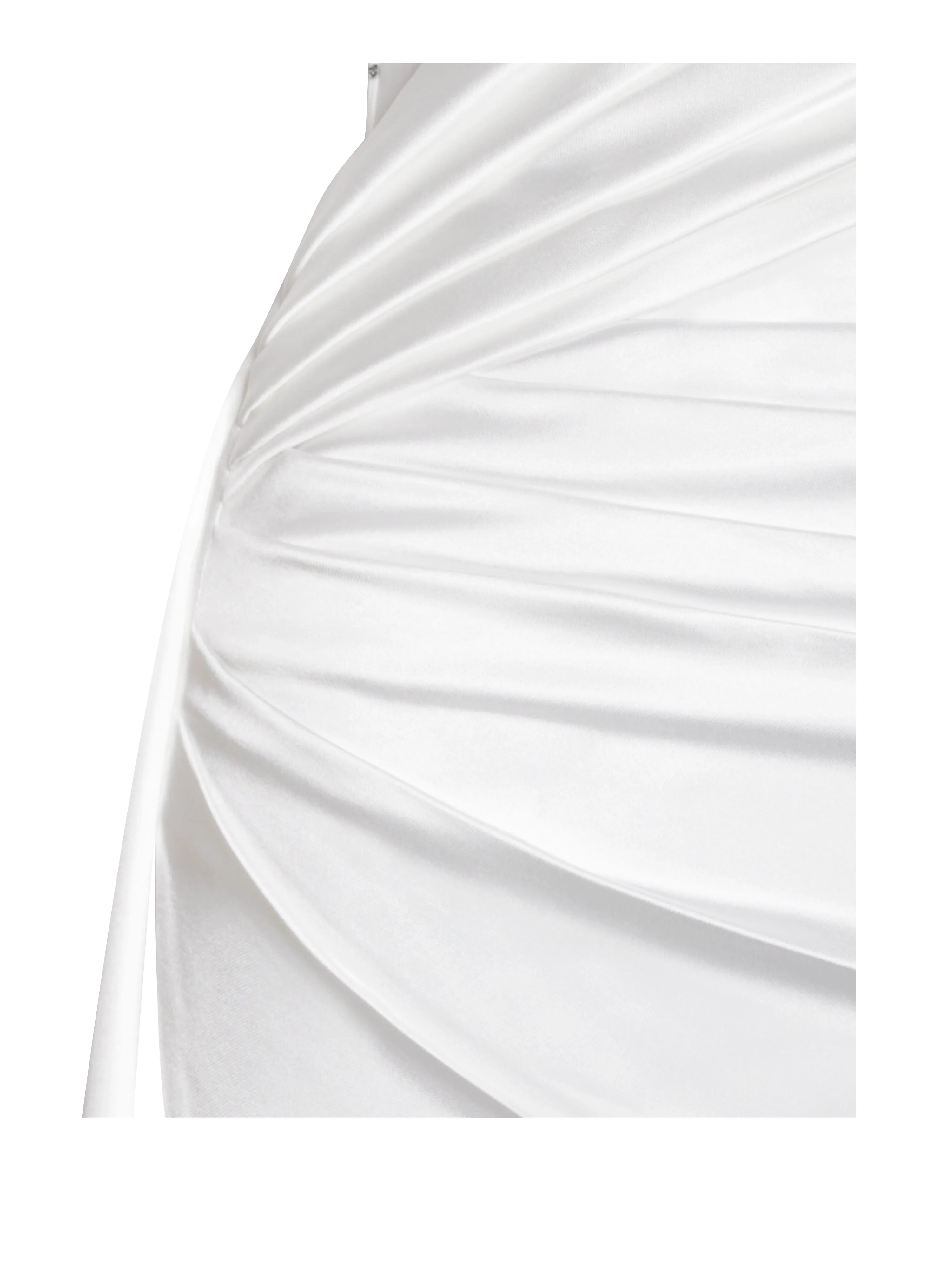 Holly White Crystallized Corset Graceful High Slit Satin Gown