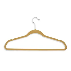 Honey-Can-Do Velvet-Touch Suit Hangers, 9 1/2"H x 1/4"W x 17 3/4"D, Tan, Pack of 50